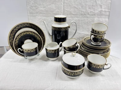 Weimarer Porzellan Eleganz Kaffeeservice 21 teilig für 6 Personen Echt Kobalt - Bild 1 von 4