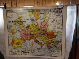 CARTE SCOLAIRE VIDAL LABLACHE N°312 EUROPE POLITQUE/EUROPE PHYSIQUE CIRCA 1960 - Picture 1 of 6