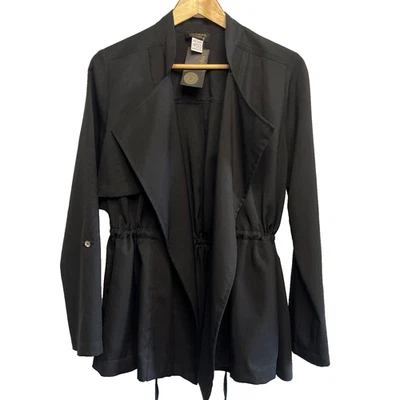 Veducci Australia Jacket Coat Women Size 10 Black Open Long Sleeve Waist Tie - Image 1 of 4