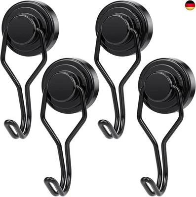 WUKONG 19KG(48LB) Silwy Haken Magnetisch Extra Stark, 4 Stück Neodym Magnete mit