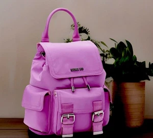 Steve MADDEN NYC Women's PINK Buckle Flap Backpack Bag Side Pockets - Picture 1 of 9