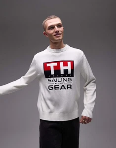 Tommy Hilfiger Archive Herren Segel Logo Rundhalsausschnitt Pullover in Ecru $ 180 NEU L - Bild 1 von 8