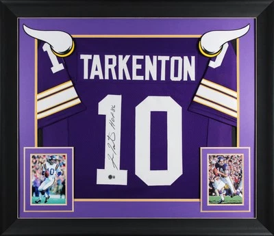 Fran Tarkenton "HOF 86" Signed Purple Pro Style Framed Jersey BAS Witnessed - Image 1 of 2