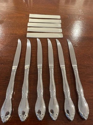 Talheres comunitários vintage Oneida - CHATELAINE - Conjunto de 6 facas para bife serrilhadas - Imagem 1 de 4