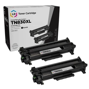 LD Replacement Toner Compatible with Brother TN830 High Yield (2-Pack Black) - Picture 1 of 8