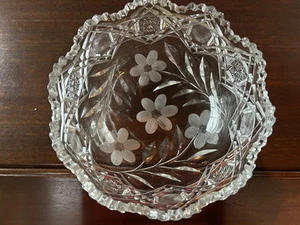 ABP Brilliant 8x4" Sterne Siebe Blumen geschliffen Kristall Obstschale seltenes Muster - Bild 1 von 5