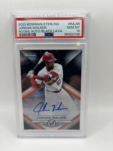 2023 Bowman Sterling Rookie Autographs Jordan Walker #RAJW Black Lava 2/10 GEM - Picture 1 of 3