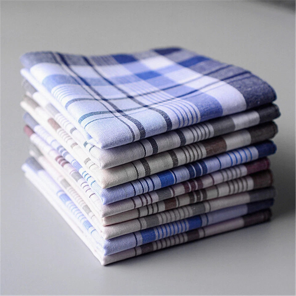 Cotton Plaid Men's Handkerchief Square Decorative Suits Grid Hanky Plaid Stripes - Image 1 of 4