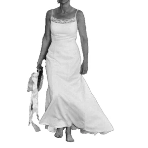 Galina Wedding Dress Matte Finish Satin L8356 Destination Beachy Gown Sz 10 - Picture 1 of 5