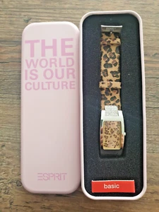 DAMENUHR Esprit, echtes Leder, Leoparden Look, Steinen besetzt - Bild 1 von 3