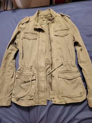 Chaqueta Militar Lucky Brand Para Mujer Pequeña Verde Ejército Cordón Cintura Utilidad Foto 1 de 4