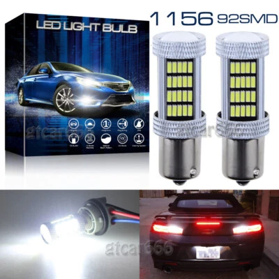 High Power Bright Xenon White 1156 BA15S 92SMD LED Brake Stop Tail Lights Bulbs - Image 1 of 4