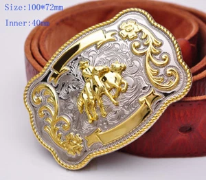 BULL RIDE RODEO LONG HUGE RODEO BIG COWBOY WESTERN GOLD SILVER SHINE BELT BUCKLE - Picture 1 of 12