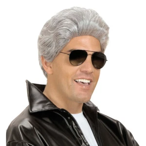 Graue Herren Perücke Greaser Herrenperücke Männerperücke Karnevalsperücke grau - Bild 1 von 1