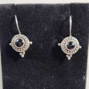 Pendientes colgantes tribales de ónix negro plata esterlina de colección marca 925 - Imagen 1 de 8