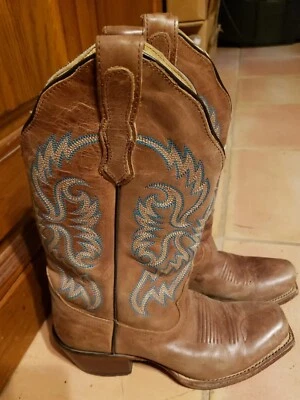 Nocona Women's BLUEBONNET Distressed Golden Brown Leather Stitch Boots - Image 1 of 4