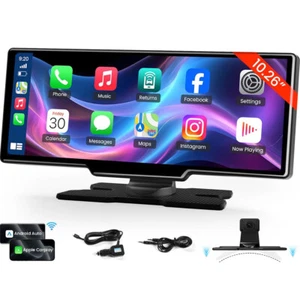 10.26" 2K Car Portable Wireless Apple CarPlay Android Auto Touch Screen BT Radio - Picture 1 of 50