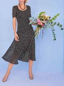 Lily Ella Black Spot Women's SIZES 10-12 Fit & Flare Midi Dress - Short Sleeve - Picture 1 of 6