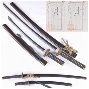 Espada japonesa Tachi Walizashi Masatsugu 三原住正次 Muromachi era 1500s Juego de 2 - Imagen 1 de 20