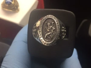 Saint Christopher Solid Men's Ring size 6-16 Sterling Silver 925 - Picture 1 of 11