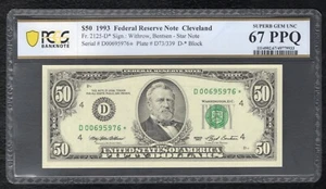 FR. 2125-D* 1993 $50 *STAR* FRN CLEVELAND, OH PCGS BANKNOTE GEM UNC-67PPQ (V) - Picture 1 of 2