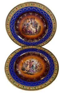 JKW Western Germany 1930 GOLD & COBALT Fine Porcelain Plate Nude CUPID Scene - Picture 1 of 6