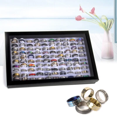 Damen Ring Herren Ring Edelstahl Ring Band Ring Partnerringe Fingerring 100X Sat - Bild 1 von 4