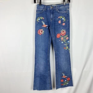 Zara Premium Denim Gr. 2 EUR 34 Jeans bestickt Blumen Strass roher Saum - Bild 1 von 9