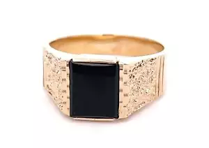 Onyx 9ct Yellow Gold Signet Ring - Picture 1 of 11