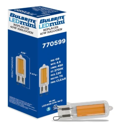 Bulbrite 40 - Watt Equivalent G9 Dimmable Bi-Pin LED Light Bulb Warm White Light - Image 1 of 4