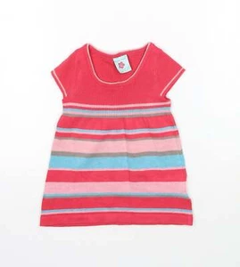 Pumpkin Patch Girls Pink Striped Acrylic Jumper Dress Size 6-9 Months Round Neck - Picture 1 of 12