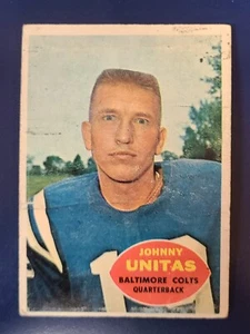 Tarjeta de fútbol americano Topps 1960 #1 de Johnny Unitas Colts bajo grado G/F/P - Imagen 1 de 2