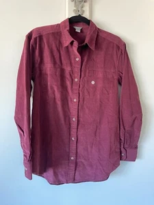 Camicia donna EDDIE BAUER manica lunga in velluto a coste taglia XS bordeaux nuova senza etichette - Foto 1 di 9