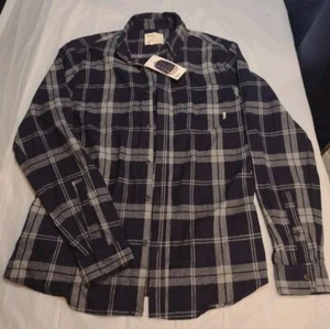 Tilley Cotton Long Sleeve Button Shirt Size S_ New w/Tags NWT _ Black/Grey Plaid - Picture 1 of 9