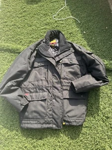 CAT Caterpillar Abbigliamento da Lavoro Ridefinito Uomo Nero Full Zip Poliestere Giacca Cappotto XL - Foto 1 di 12