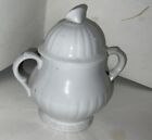 Alfred Meakin England Leeds Sugar Bowl & Lid  All White Ribbed
