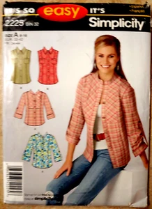 Camisas Blusas Manga/Sin Mangas Simplicity EASY 2225 Misses Talla 6-8-10-12-14-16 - Imagen 1 de 11