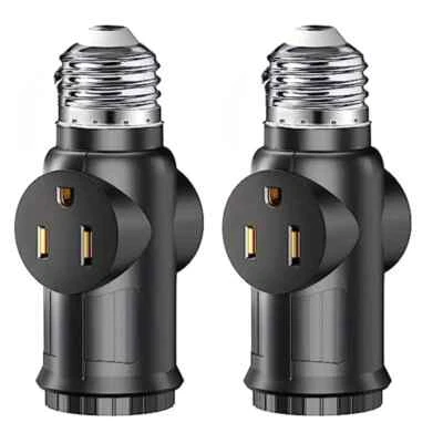 2Pcs Light Socket Adapter E26/E27 Heat-Resistant 2/3 Prong Light Socket Outlet - Image 1 of 4