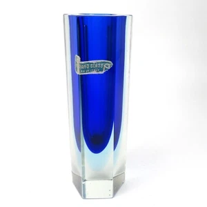 Murano Glas Vase Blockvase Sommerso Venetian Glass Italy Vintage Retro 15cm - Picture 1 of 5