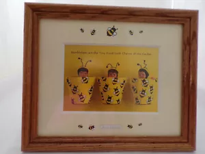 Anne Geddes Bumblebee Babies Framed Matted Print Charms of the Garden Very Rare - Picture 1 of 5