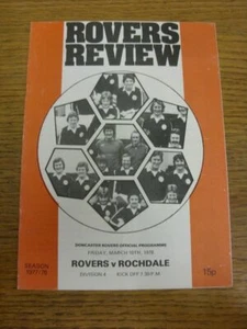 10/03/1978 Doncaster Rovers v Rochdale  (Rusty Staples). Footy Progs/Bobfrankand - Picture 1 of 1