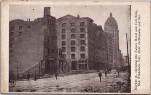 1906 SAN FRANCISCO ERDBEBEN Katastrophe Postkarte Markt Straße PALAST HOTEL Ruinen - Bild 1 von 2