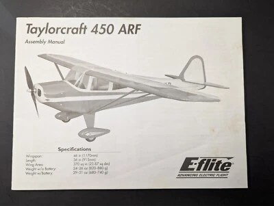 VINTAGE E-FLITE TAYLORCRAFT 450 ARF RC PLANE ASSEMBLY MANUAL - 40 PAGES - Image 1 of 3