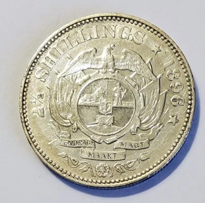 1896 Repubblica Sudafrica Argento 2 1/2 Scellini KM7 Ch. AU - Foto 1 di 2