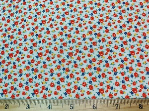 Cotton Fabric 30s40s Repro Blue Red Yellow Floral Chloe's Closet Moda FQ OOP - Picture 1 of 4