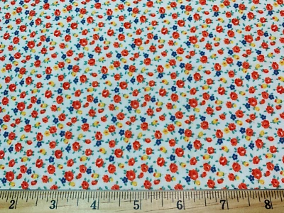 Cotton Fabric 30s40s Repro Blue Red Yellow Floral Chloe's Closet Moda FQ OOP - Image 1 of 4