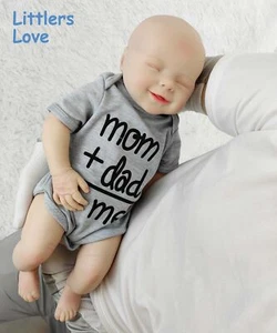 20'' Big Silicone Reborn Baby Boy Blue Asleep Smile Cute Silicone Newborn Doll - Picture 1 of 8