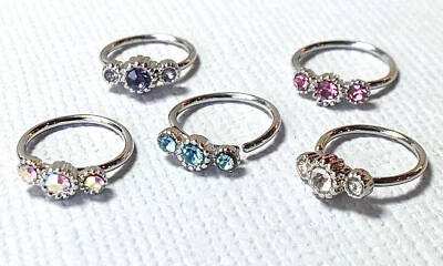 Anillo de aro de gema de tres circonitas cúbicas nariz/cartílago torre Daith hélice tragus 1 pieza  Foto 1 de 4