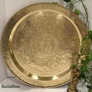 Bandeja de latón de colección grabada oriental bandeja para mesa/latón colgante de pared bandeja LG - Imagen 1 de 10