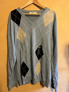 Old Navy 2XL Mens V Neck Sweater Argyle Blue - Picture 1 of 6